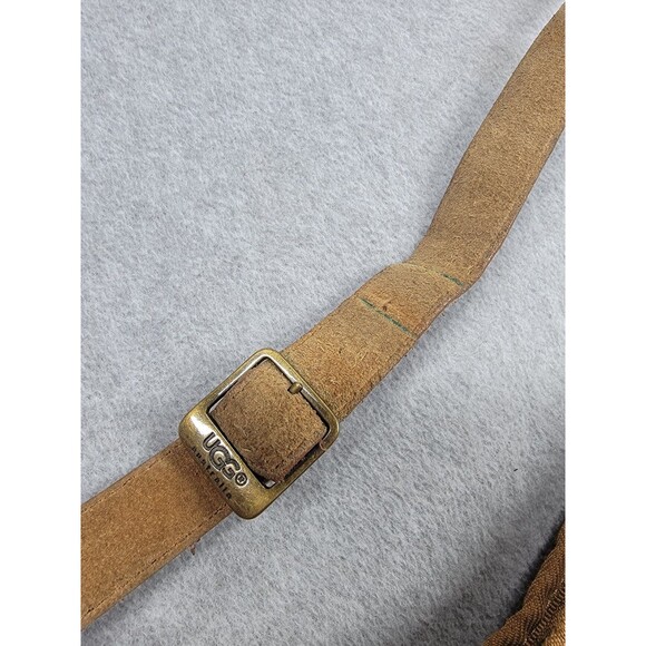 Ugg Sling Hobo Bag Brown Medium Sherpa Shearling Zip Suede Boho Distressed - Picture 5 of 13